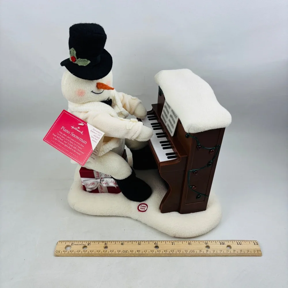 Hallmark Piano Snowman Musical Animated Christmas Decor 2005 Lights Music Tested